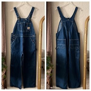 Carhartt Men's Washed Denim Bib Overalls R07 DST Size 36x30